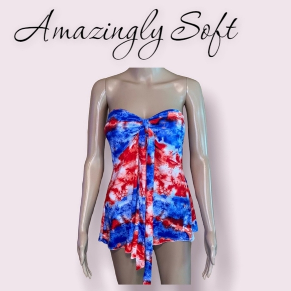 EUC No Boundaries Super Soft Patriotic Colors Padded Bra Top XL - Picture 2 of 7